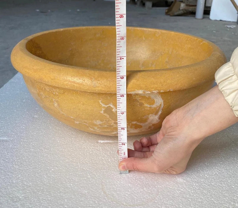 Gobek Golden Travertine Natural Stone Honed Vessel Sink 20020027 height