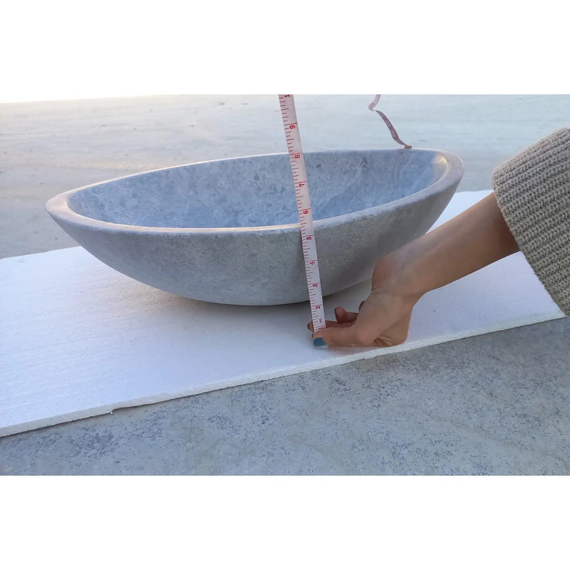 Gobek Grey Marble Sand blasted Honed Vessel Sink BGMVS01 product measures