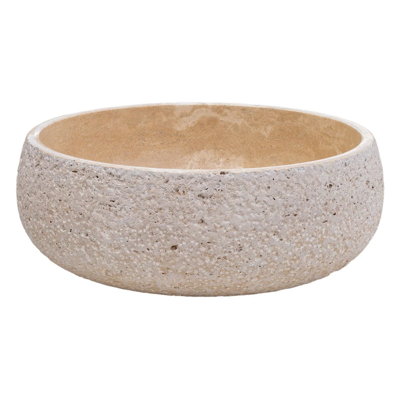 Gobek Light Beige Travertine Honed and Sand-Blasted Vessel Sink EGELBTR1662 side view