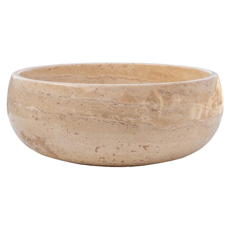 Gobek Light Beige Travertine Natural Stone Filled and Polished Vessel Sink EGE166-01 side view