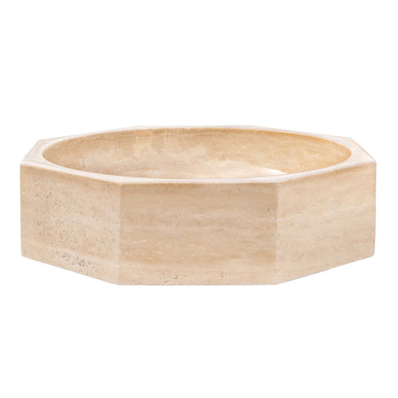 Gobek Light Beige Travertine Octagon Polished Vessel Sink Bowl EGELBTOP166 side view