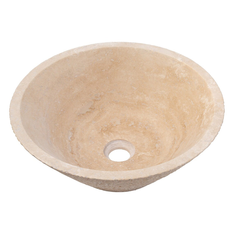 Gobek Light Beige Travertine V-Shape Tapered Honed and Sand-Blasted Sink EGELBT1661 product shot