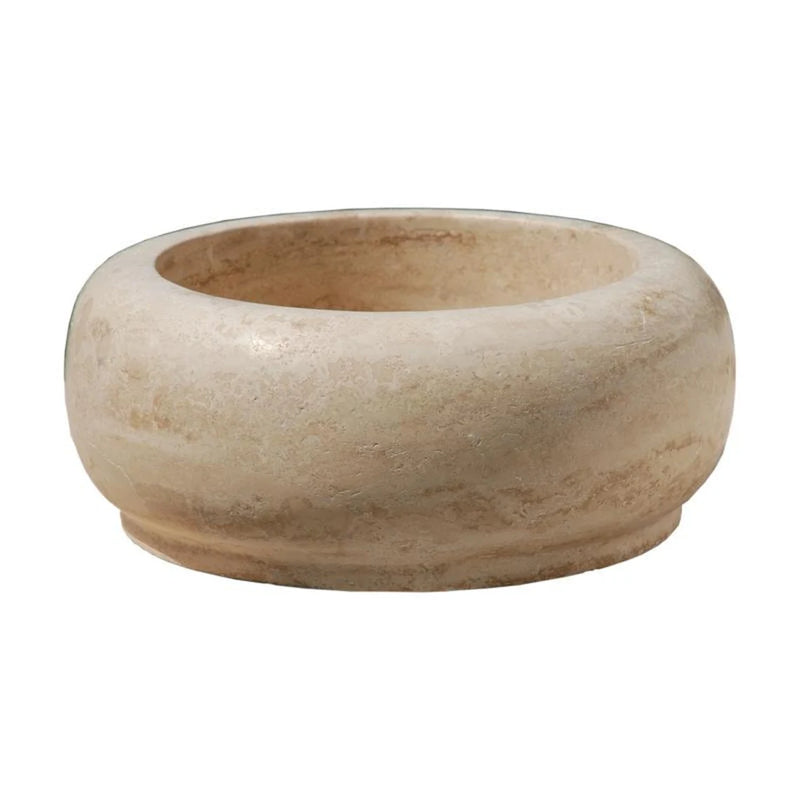 Gobek Light Travertine Honed Natural Stone Round Vessel Sink 20020003 product shot