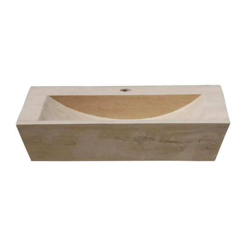 Gobek Light Travertine Natural Stone Farmhouse Sink 20020047 side view