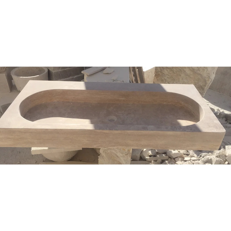 Gobek Light Travertine Rectangular Honed Sink BLTWB01 product shot