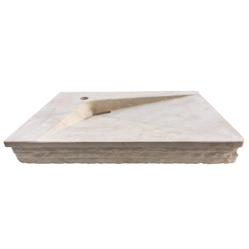 Gobek Medium Beige Travertine Natural Stone Special Wavy Design Sink CHRL05 product shot