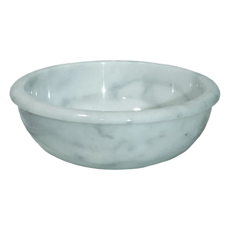 Gobek Mugla White Marble Natural Stone Polished Vessel Sink 20020035 product shot