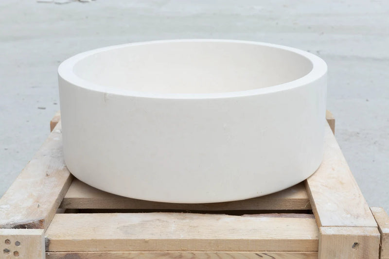 Gobek Natural Stone Classic Limestone Honed Vessel Sink 20020107 product side view shot