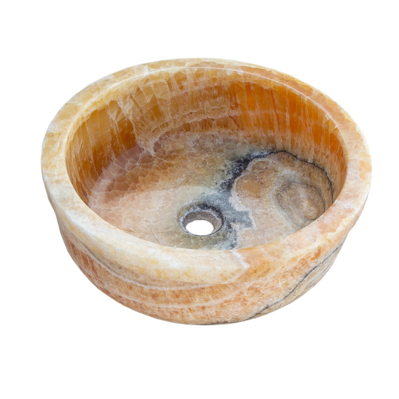 Gobek Natural Stone Honey Onyx Drop-in Polished Vessel Sink TMS32 product shot