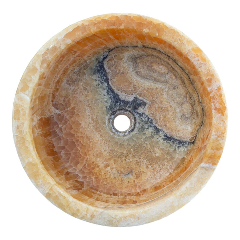 Gobek Natural Stone Honey Onyx Drop-in Polished Vessel Sink TMS32 product shot