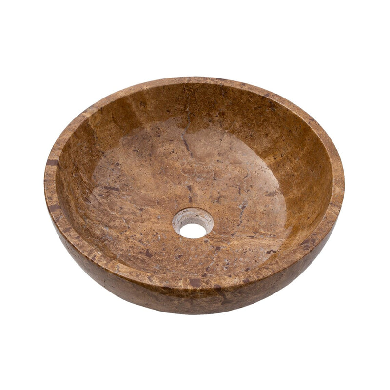 Gobek Noce Brown Travertine Natural Stone Undermount Polished Vessel Sink EGENTR1674 product shot