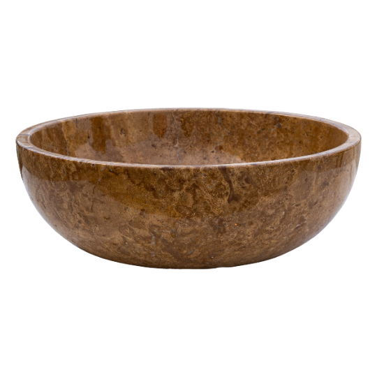 Gobek Noce Brown Travertine Natural Stone Undermount Polished Vessel Sink EGENTR1674 side view