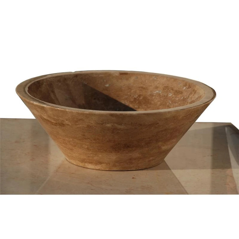 Gobek Noce Travertine Natural Stone V-Shape Tapered Honed Sink 20020026 product shot