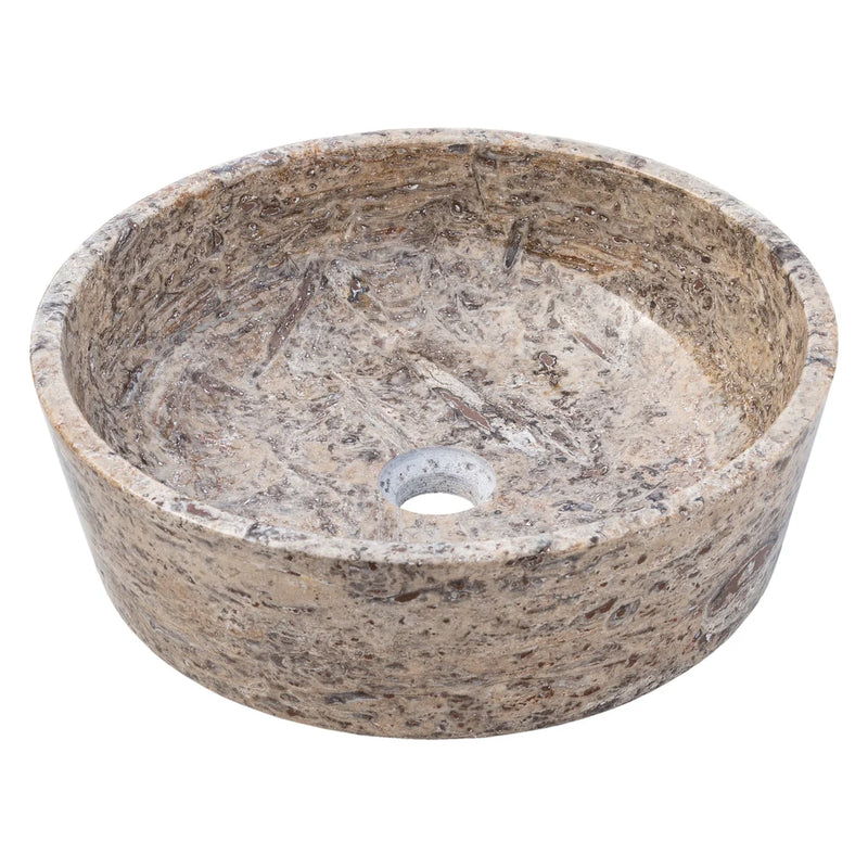 Gobek Silver Latte Travertine Natural Stone Polished Vessel Sink EGELSTP165 product shot