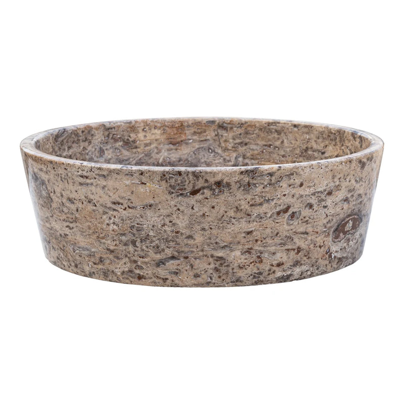 Gobek Silver Latte Travertine Natural Stone Polished Vessel Sink EGELSTP165 side view