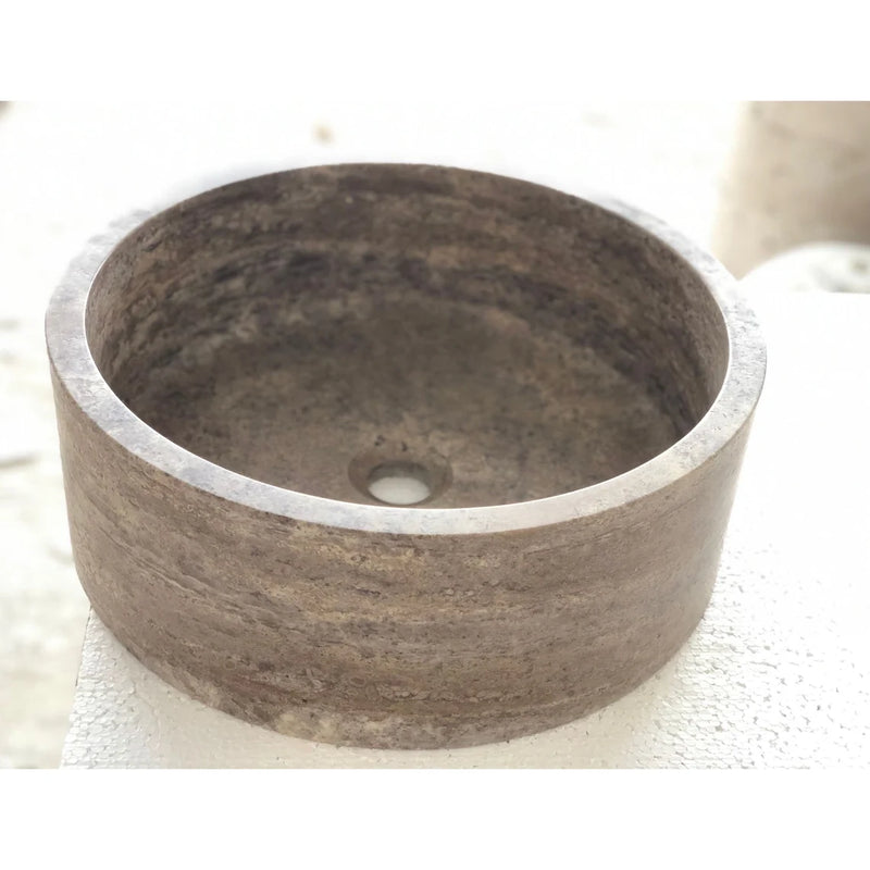 Gobek Silver Travertine Natural Stone Polished Vessel Sink EGELNTP165  product shot