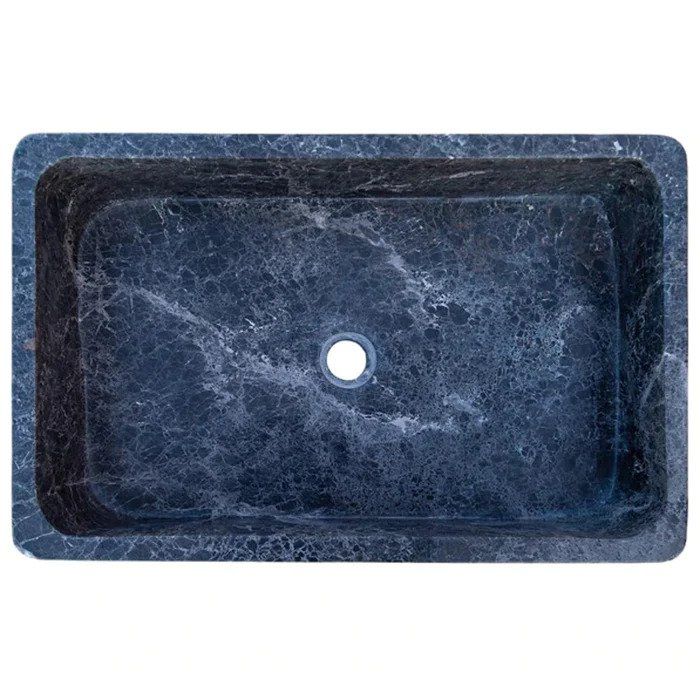 Gobek Sirius Black Marble Farmhouse Polished Sink TMS13 product top view