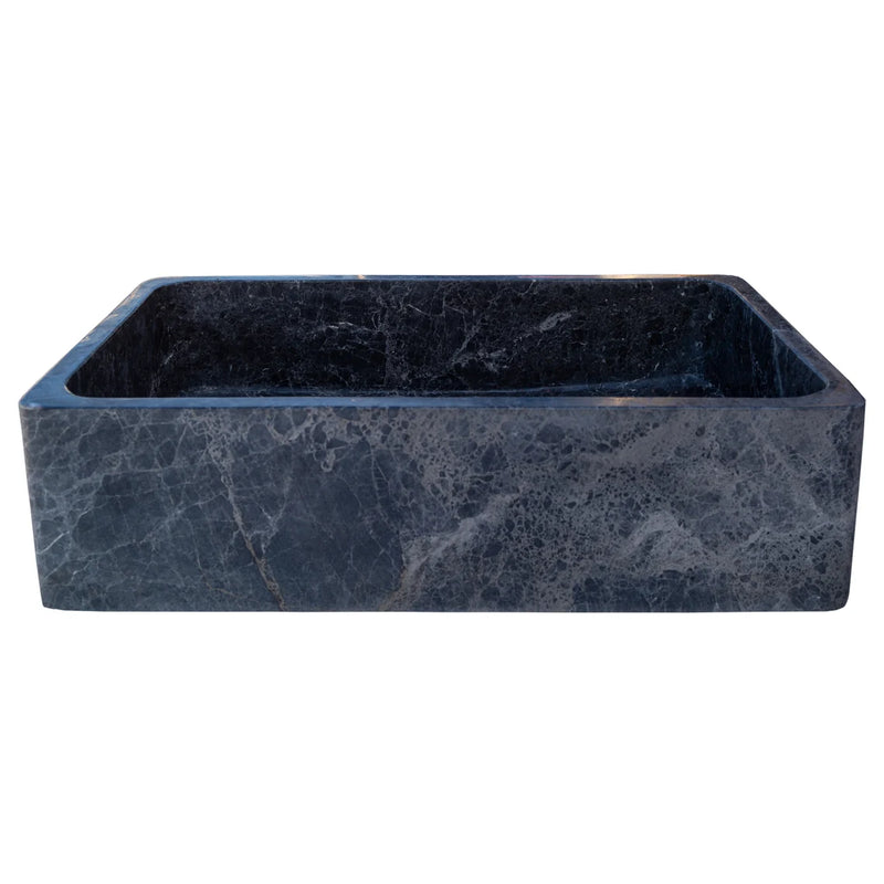 Gobek Sirius Black Marble Farmhouse Polished Sink TMS13 product side view