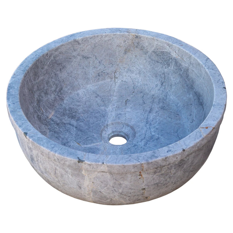 Gobek Sirius Silver Marble Natural Stone Self-Rimming Polished Vessel Sink TMS15 product shot