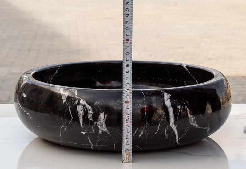 Gobek Toros Black Marble Polished Vessel Sink Bowl EGETBVP165 product height 