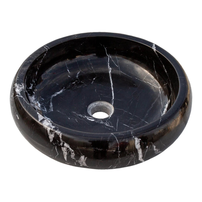 Gobek Toros Black Marble Polished Vessel Sink Bowl EGETBVP165 product shot