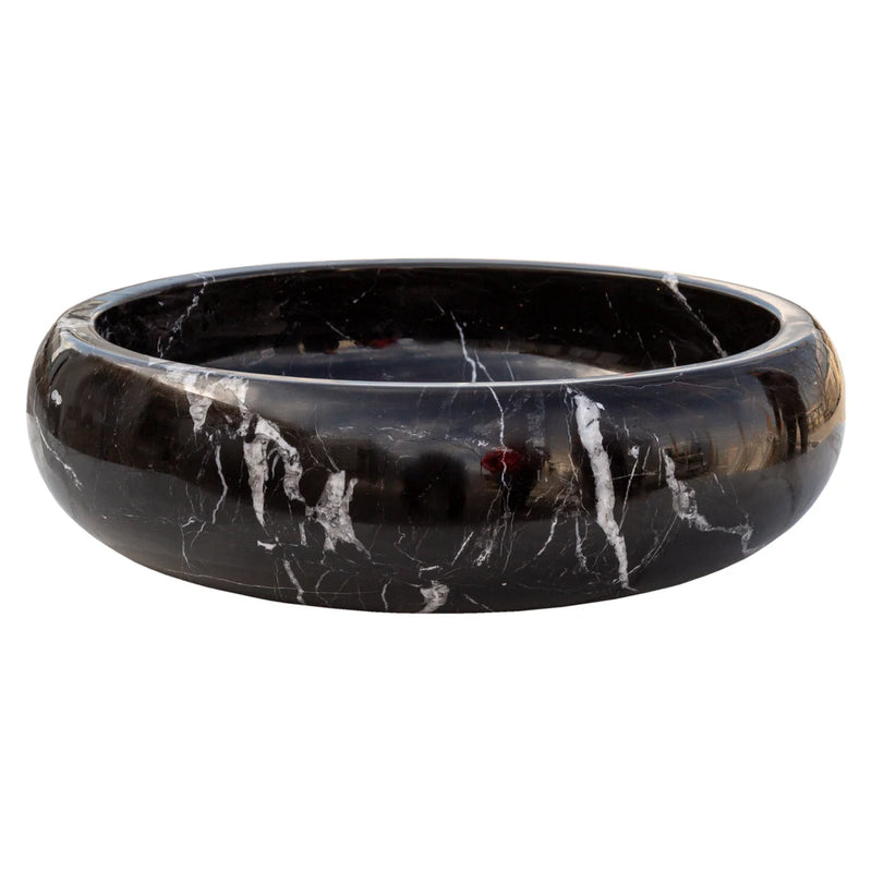 Gobek Toros Black Marble Polished Vessel Sink Bowl EGETBVP165 side view