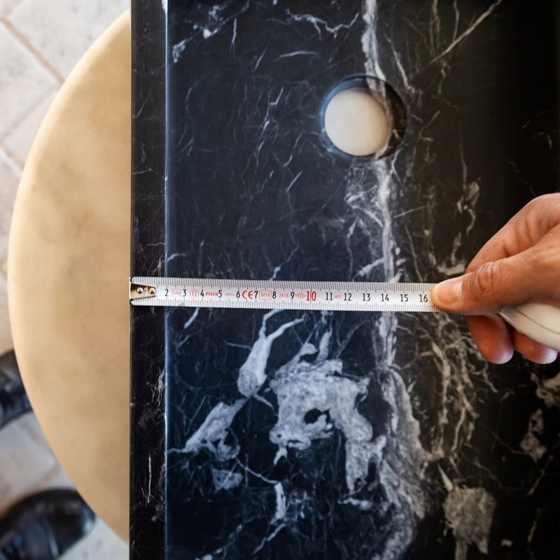 Gobek Toros Black Marble Semi-Polished Natural Stone Rectangular Sink T1-252 thickness