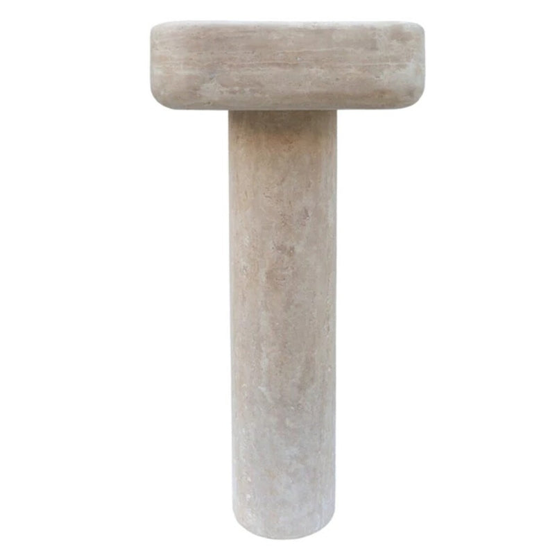 Gobek Troia Light Travertine Pedestal Stand-alone Honed Sink YEDSIM01 side view