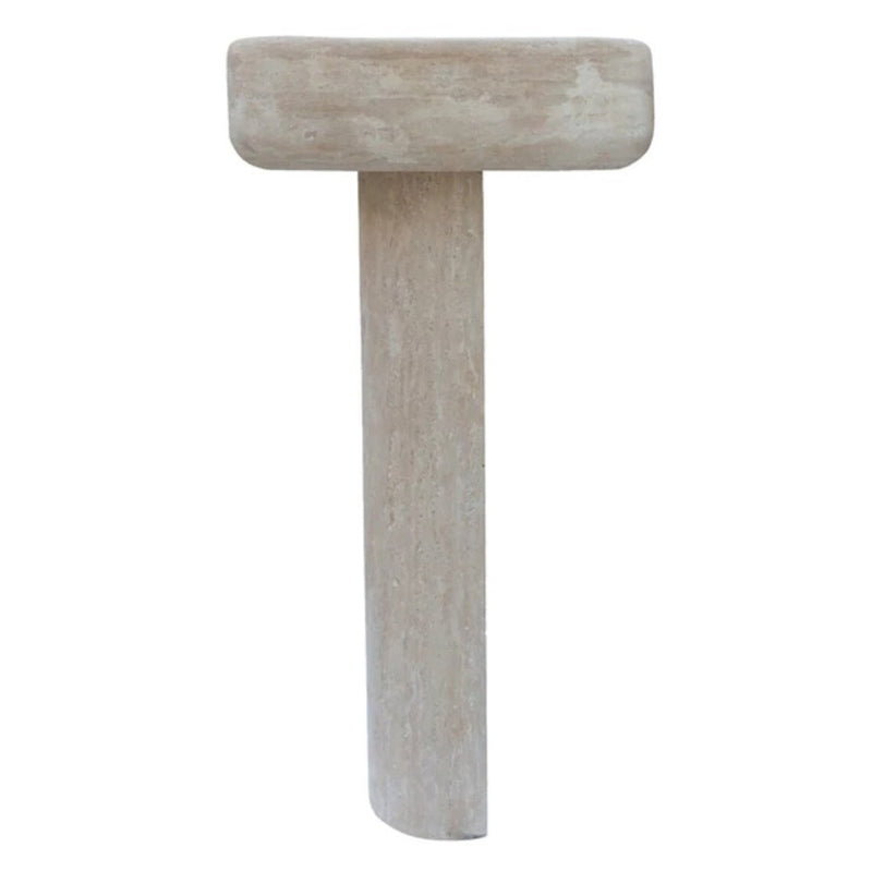 Gobek Troia Light Travertine Pedestal Stand-alone Honed Sink YEDSIM01 side view