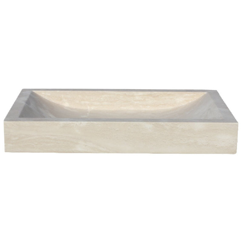 Gobek Troia Light Travertine Rectangular Honed Filled Vessel Sink NTRSTC37 product shot