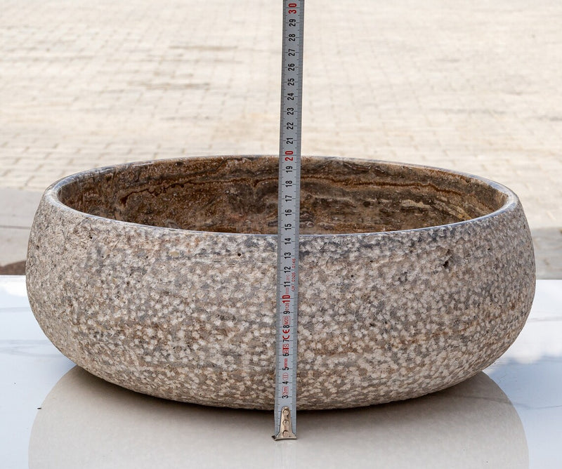 Gobek Valencia Travertine Sand-Blasted Vessel Sink EGEVTTR1672 product height