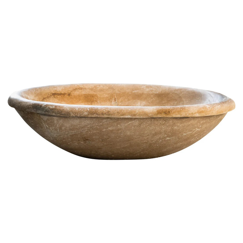 Gobek Walnut Travertine Honed Oval Natural Stone Vessel Sink 20020048 side view