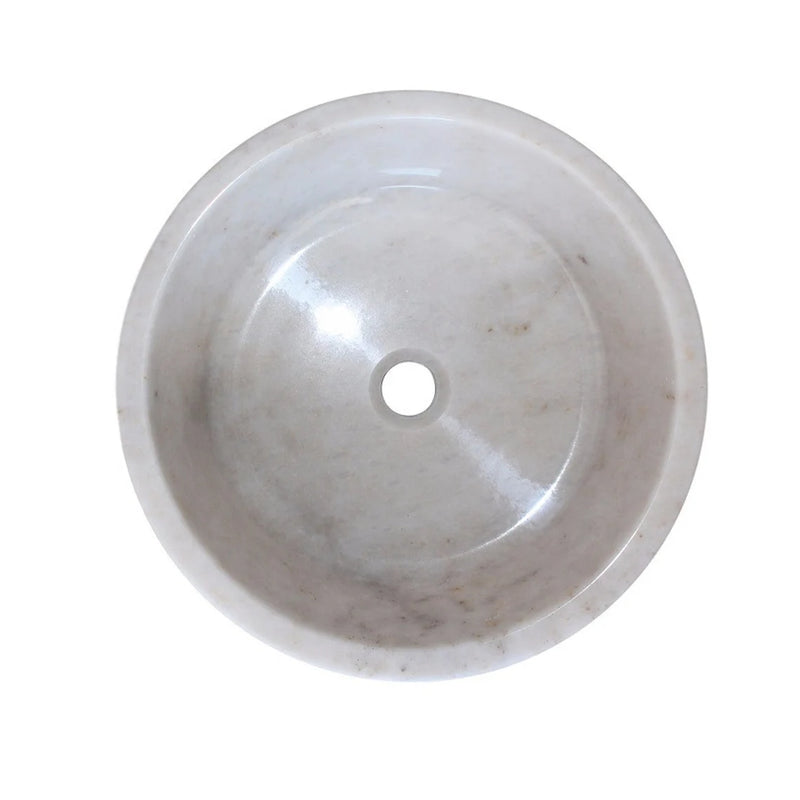 Gobek White Marble Natural Stone Polished Tapered Sink WMTVSP02  top view