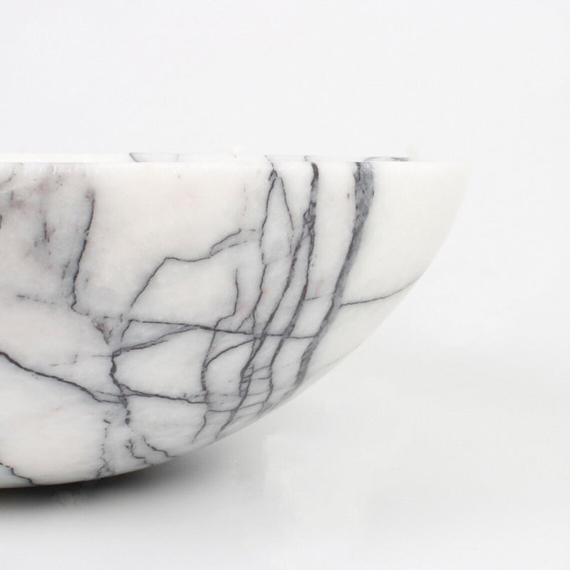 Gobek White Marble Natural Stone Polished Vessel Sink WMRVS01 close up product shot