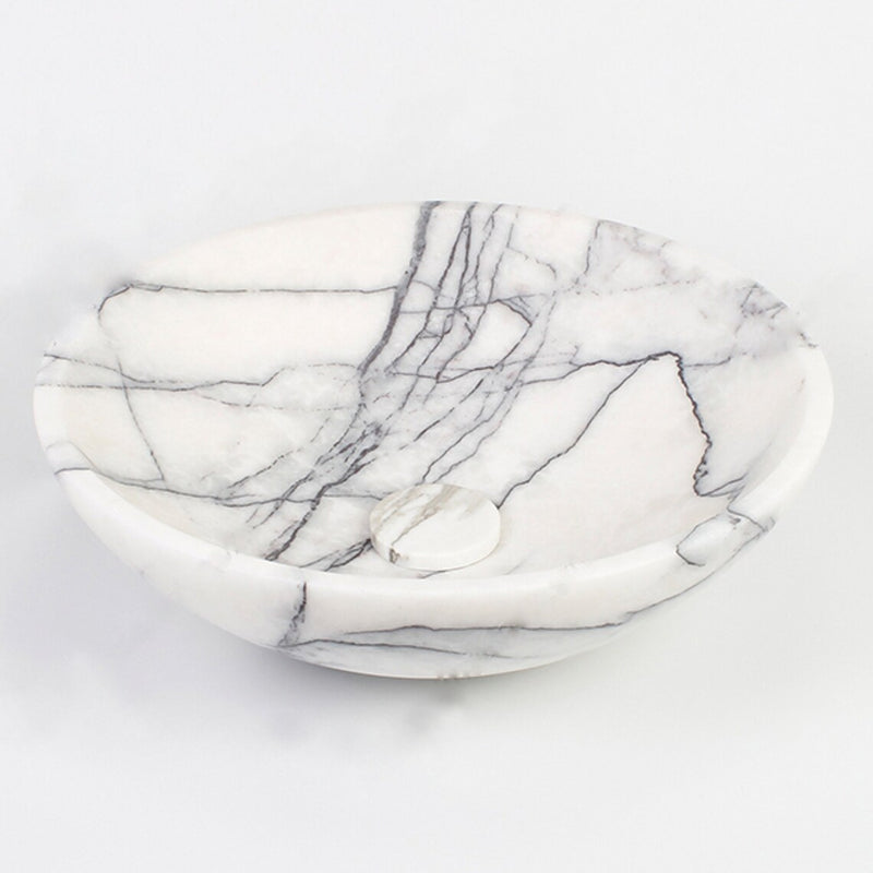 Gobek White Marble Natural Stone Polished Vessel Sink WMRVS01 product shot