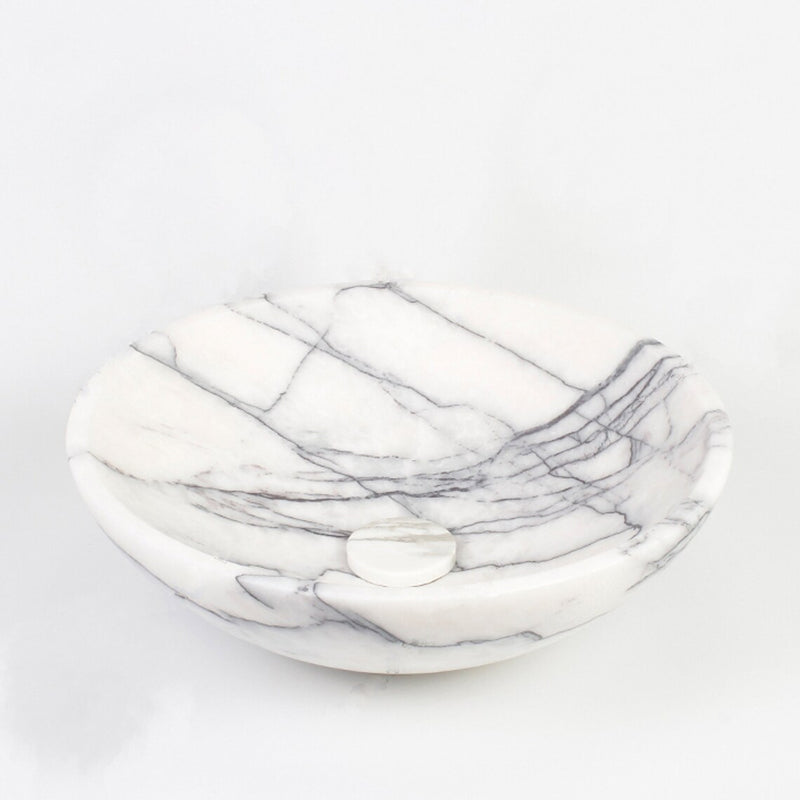 Gobek White Marble Natural Stone Polished Vessel Sink WMRVS01 product shot 2