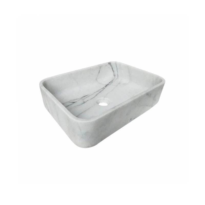 Gobek White Marble Natural Stone Rectangular Polished Sink RWMVS01 product shot