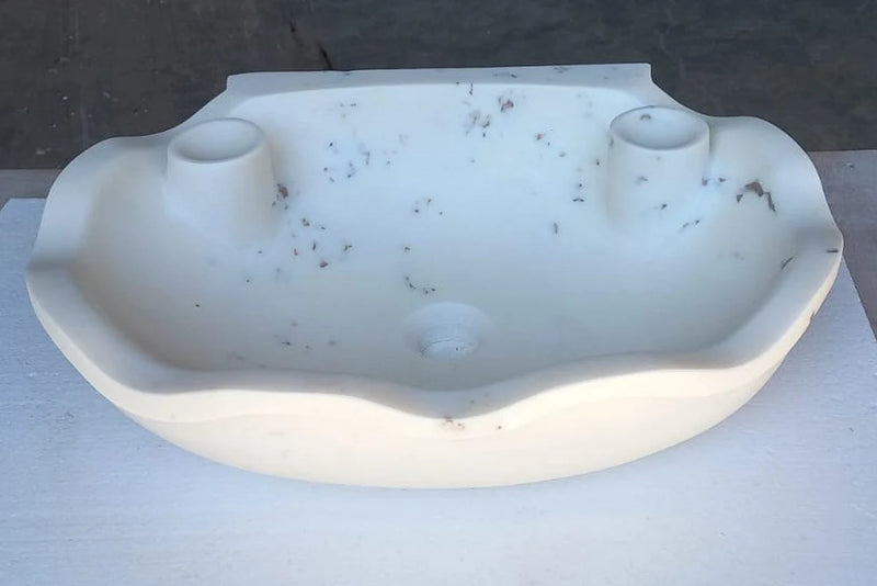 Gobek White Marble Natural Stone Special Design Vessel Sink 30060  front view