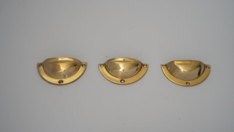 Brass Kitchen Cup Handles | Handmade Cabinet Knobs | Unlacquered Brass Cup Pull Handles