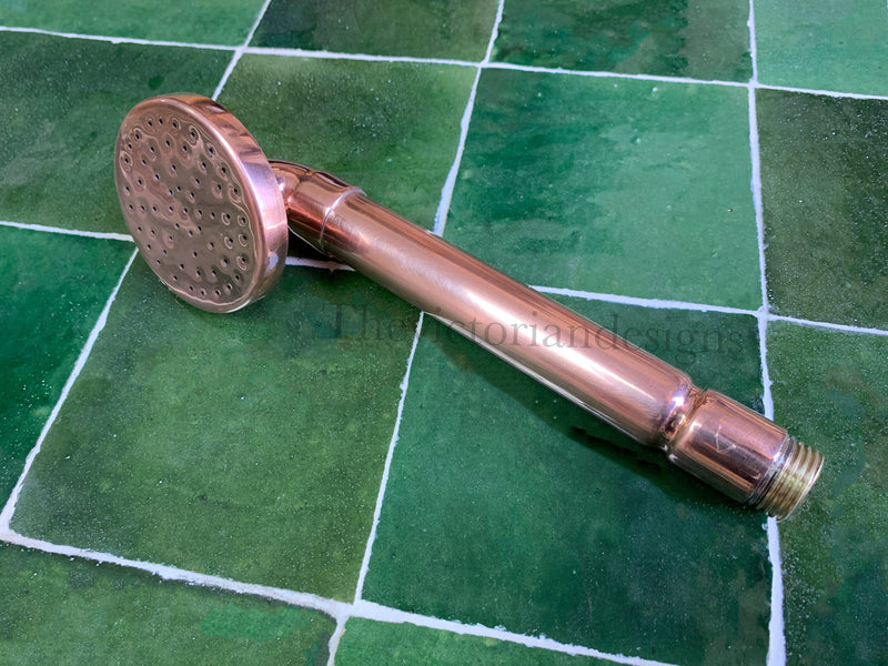 Copper Hand Shower, Unlacquered Handheld outdoor copper shower head with Hose and Holder. - BRASSMA