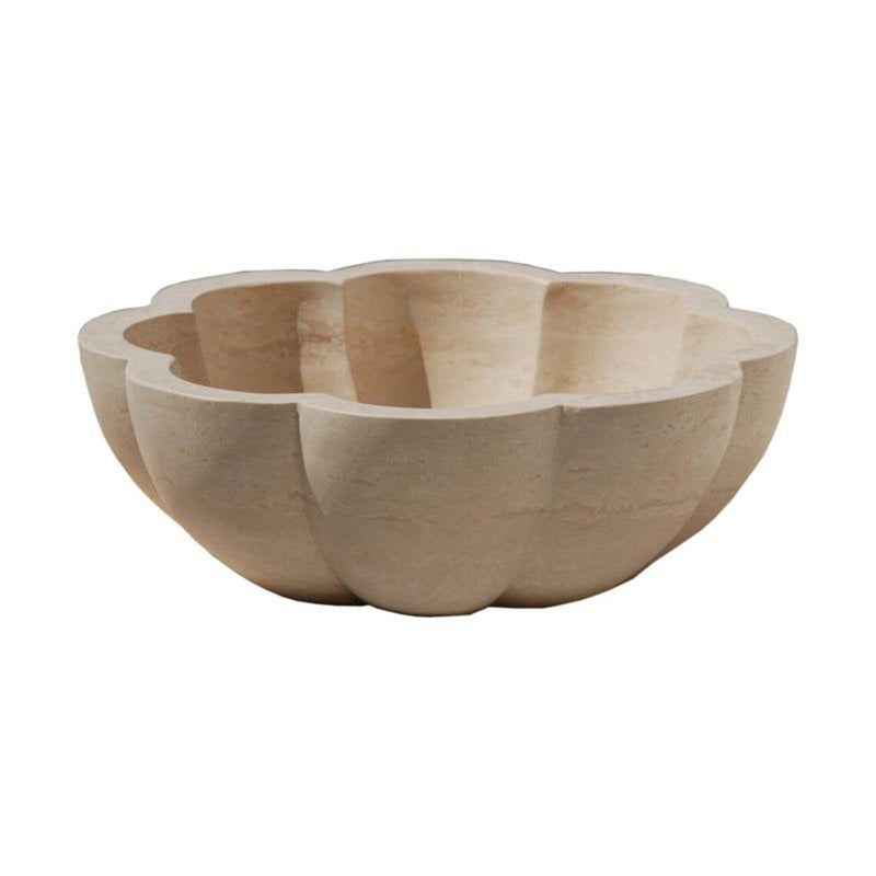 Light Beige Travertine Pumpkin Vessel Sink Bowl 20020021 product shot