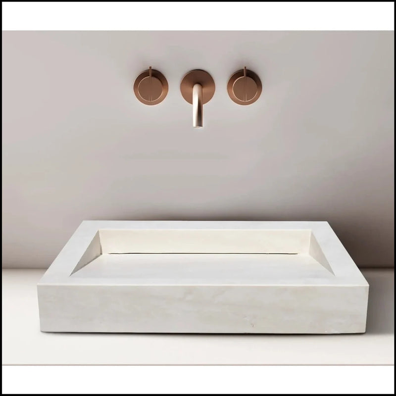 Limestone Rectangular Honed Sink NTRSTC36 bathroom scene