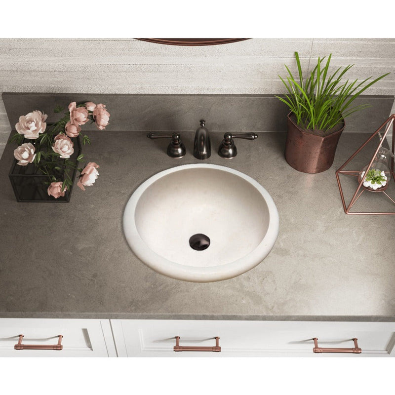 Natural Stone Classic Limestone Vessel Sink SKU-20020036 top room scene