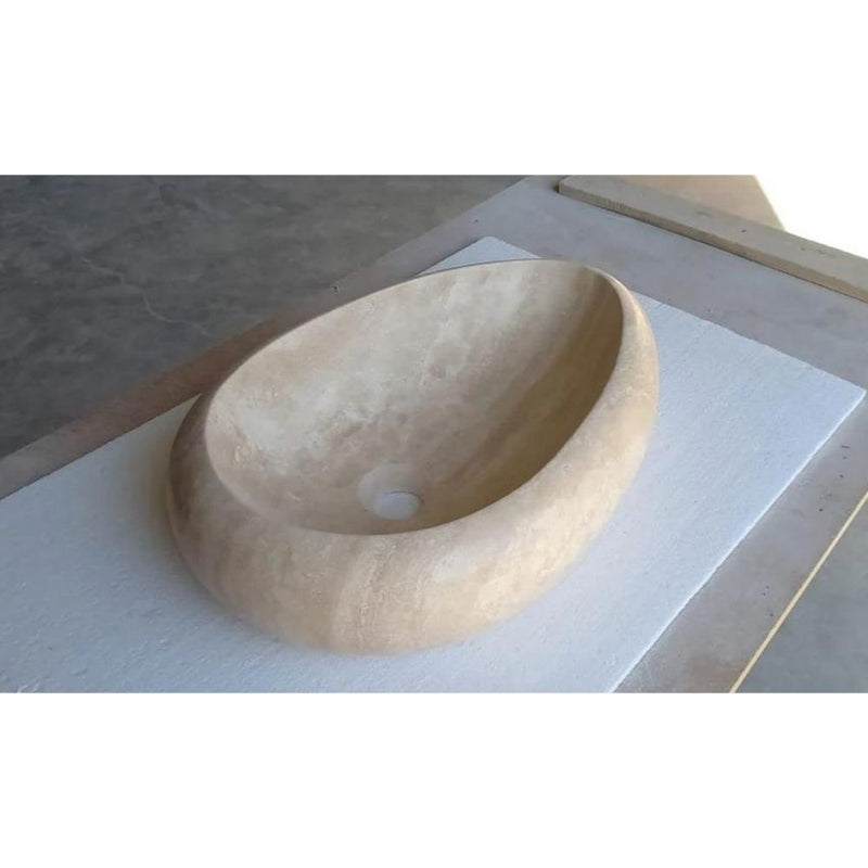 Natural Stone Drop Shape Travertine Sink  (W)14" (L)20" (H)4.7"