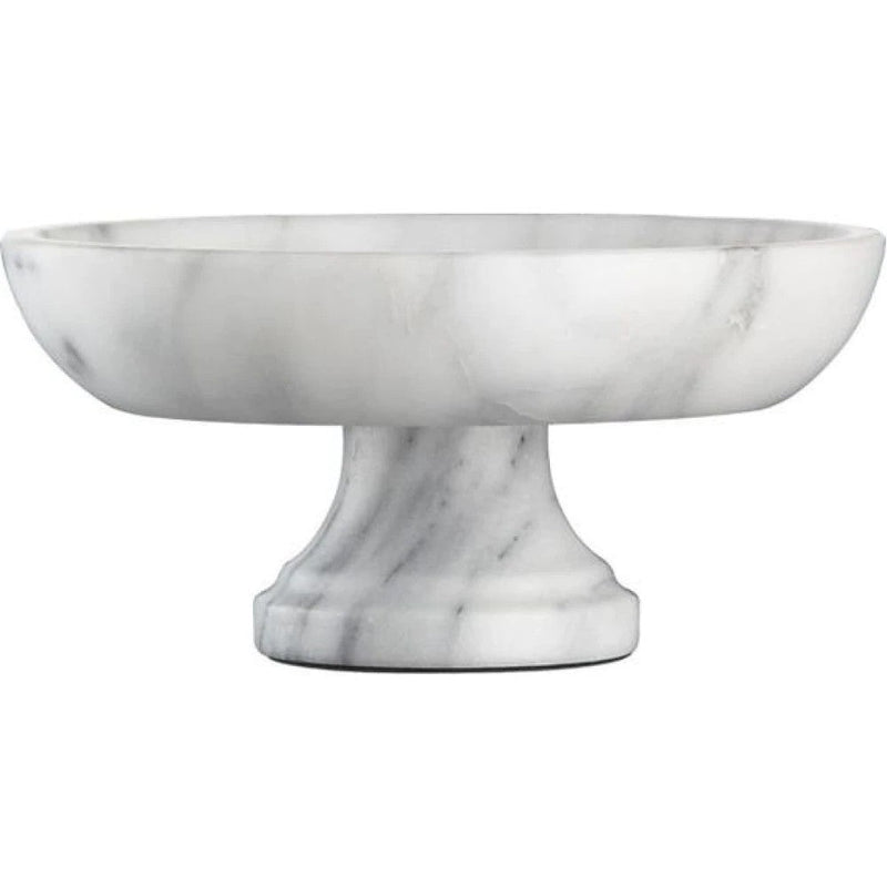 New York White genuine marble fruit salad bowl decorative polished product SKU-MSNYFB126 The product shot on white background.