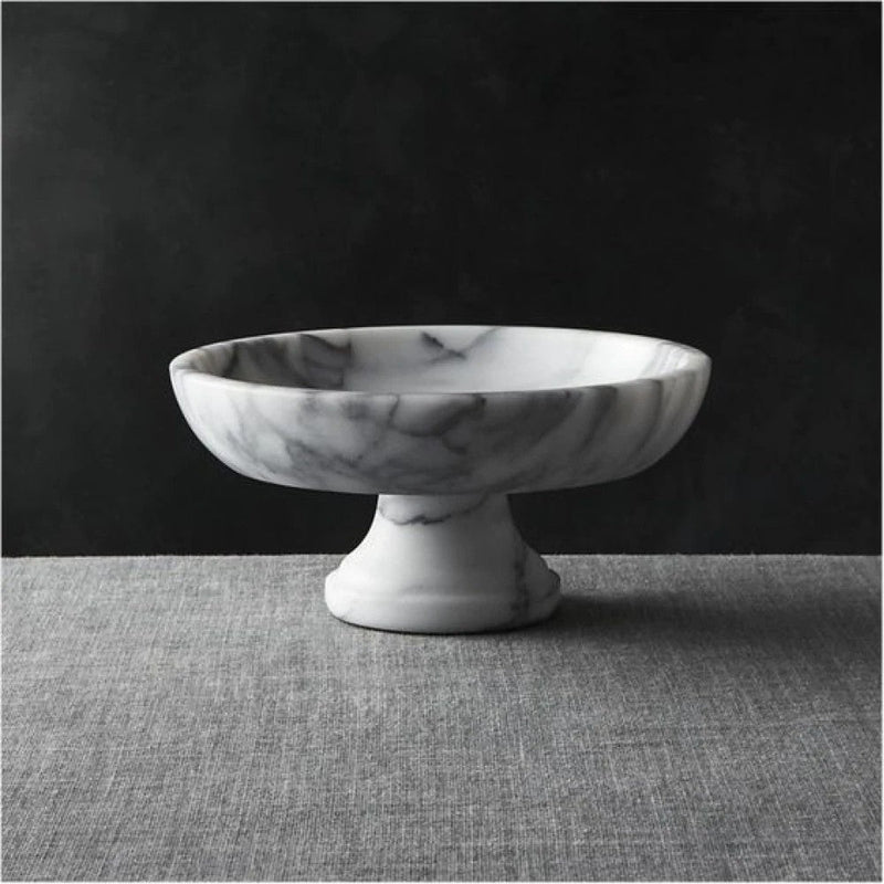 New York White genuine marble fruit salad bowl decorative polished product SKU-SKU-MSNYFB146 The product shot on black background.