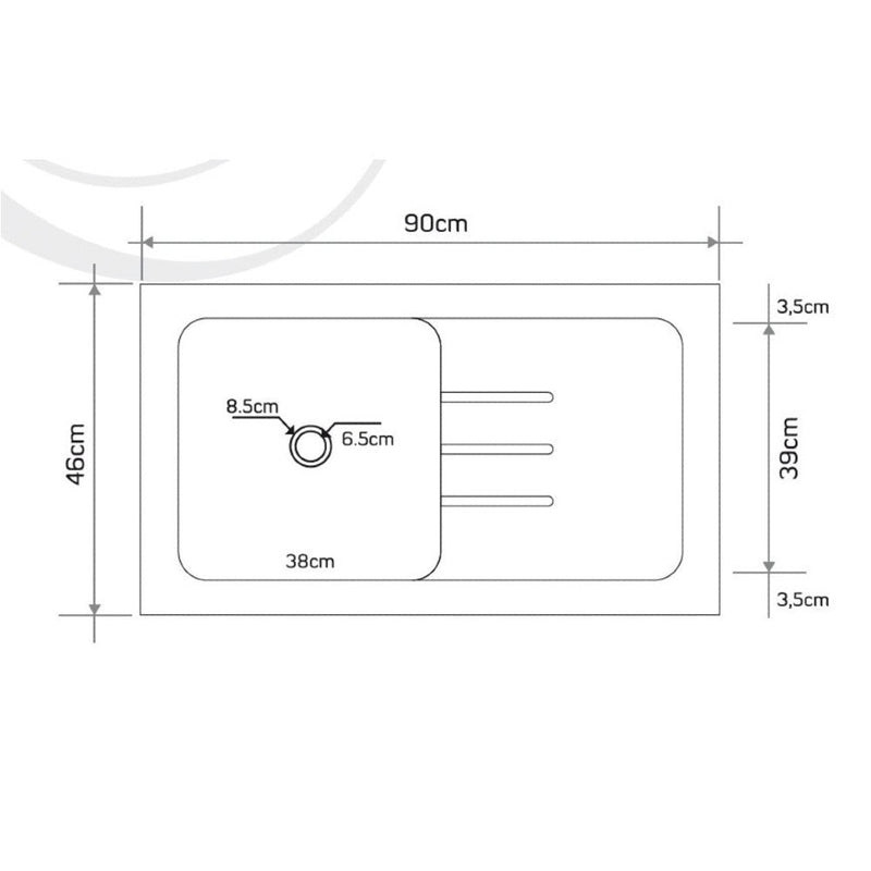 Noce brown travertine natural stone farmhouse apron kitchen sink surface honed filled size (W)18" (L)36" (H)7" SKU-NTRSTC48 product techinal drawing