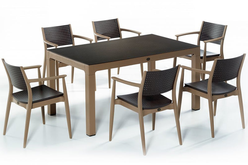 Novussi Seginus 6 Seats Glass Garden Dining Set