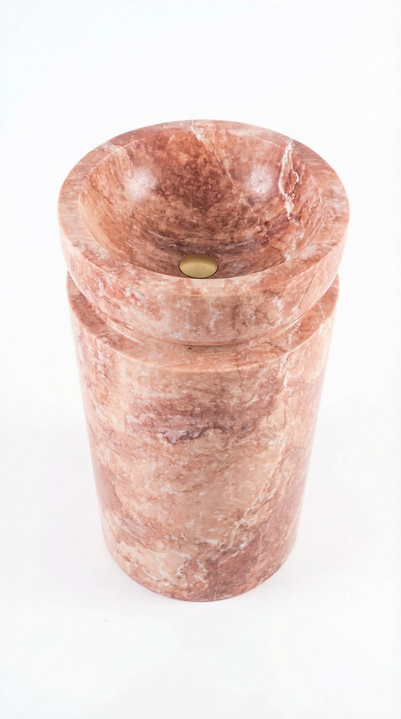 Red Travertine Designer Pedestal Stand-Alone Sink (W)18" (L)18" (H)33"
