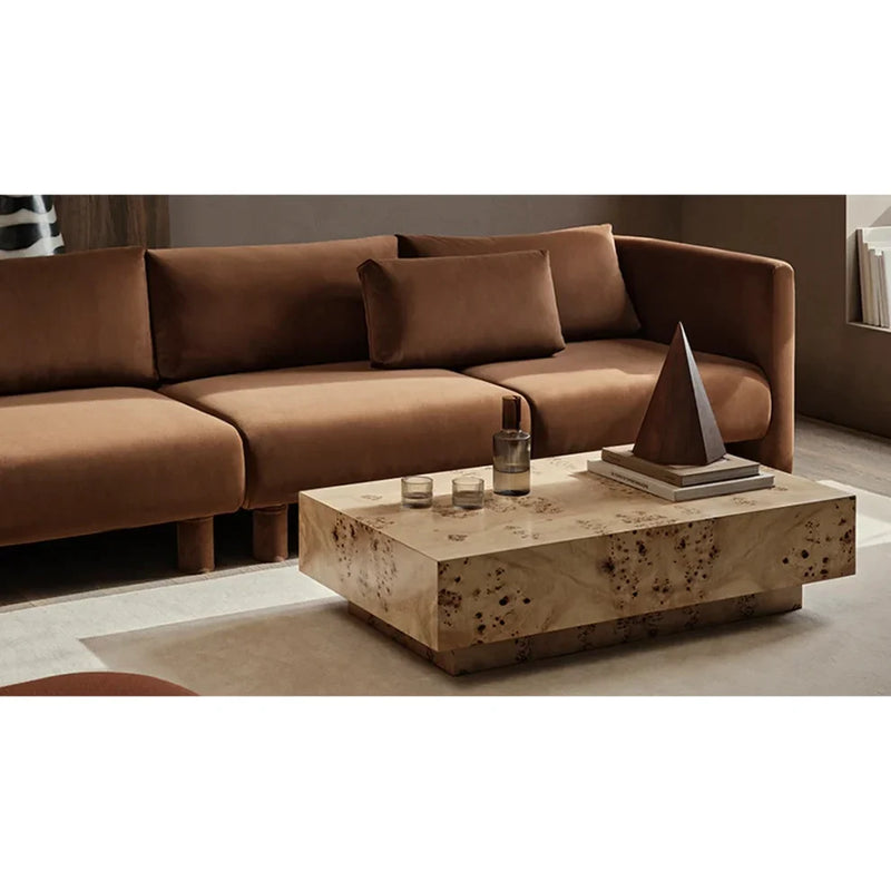 Root Veneer Polished Natural Wood Coffee Table - (W)47" (L)29.5" (H)12"